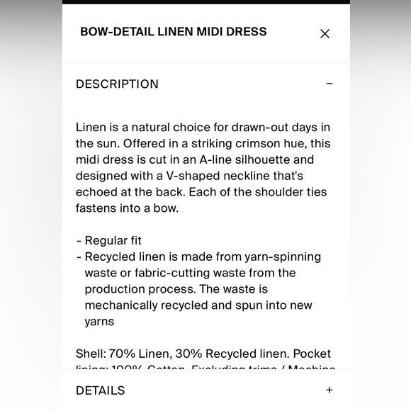 🎉 Host Pick 🎉 COS Bow Detail Linen Midi Dress - Picture 12 of 13